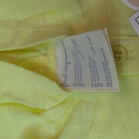 Macy's First Impressions 3-6 months Shirt w hood Reflective 100% Cotton Yellow, - Picture 6 of 6